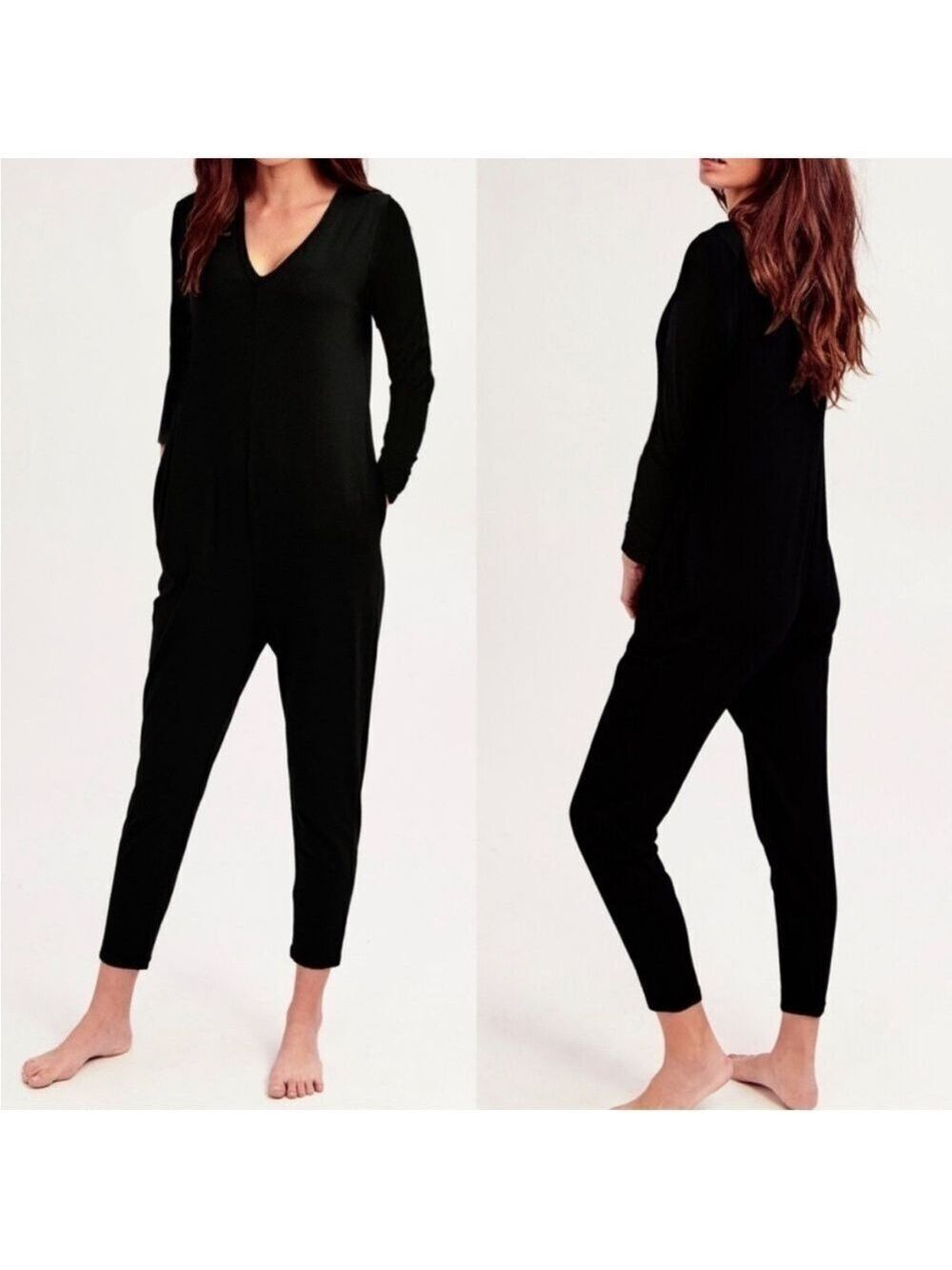Smash + Tess The Friday Romper Black Long Sleeve Loungewear Onesie Size XS